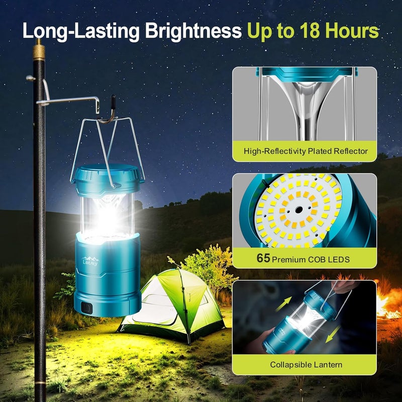 LET MY LED Camping Lantern for Power Outages, 3 Color Modes & Dimmable Battery Powered Lantern, IP65 Waterproof & Collapsible, Lanterns Flashlight Survival Kits for Emergency Hurricane Hiking, 4 Pack - Image 5